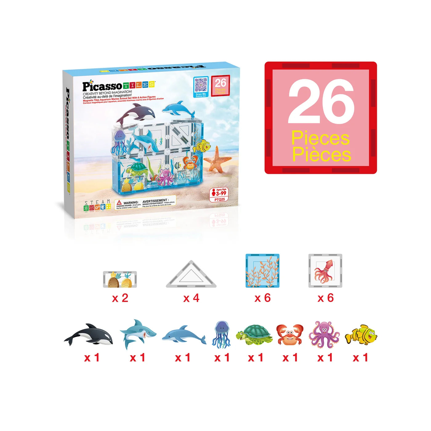26pc Marine World Magnetic Building Set