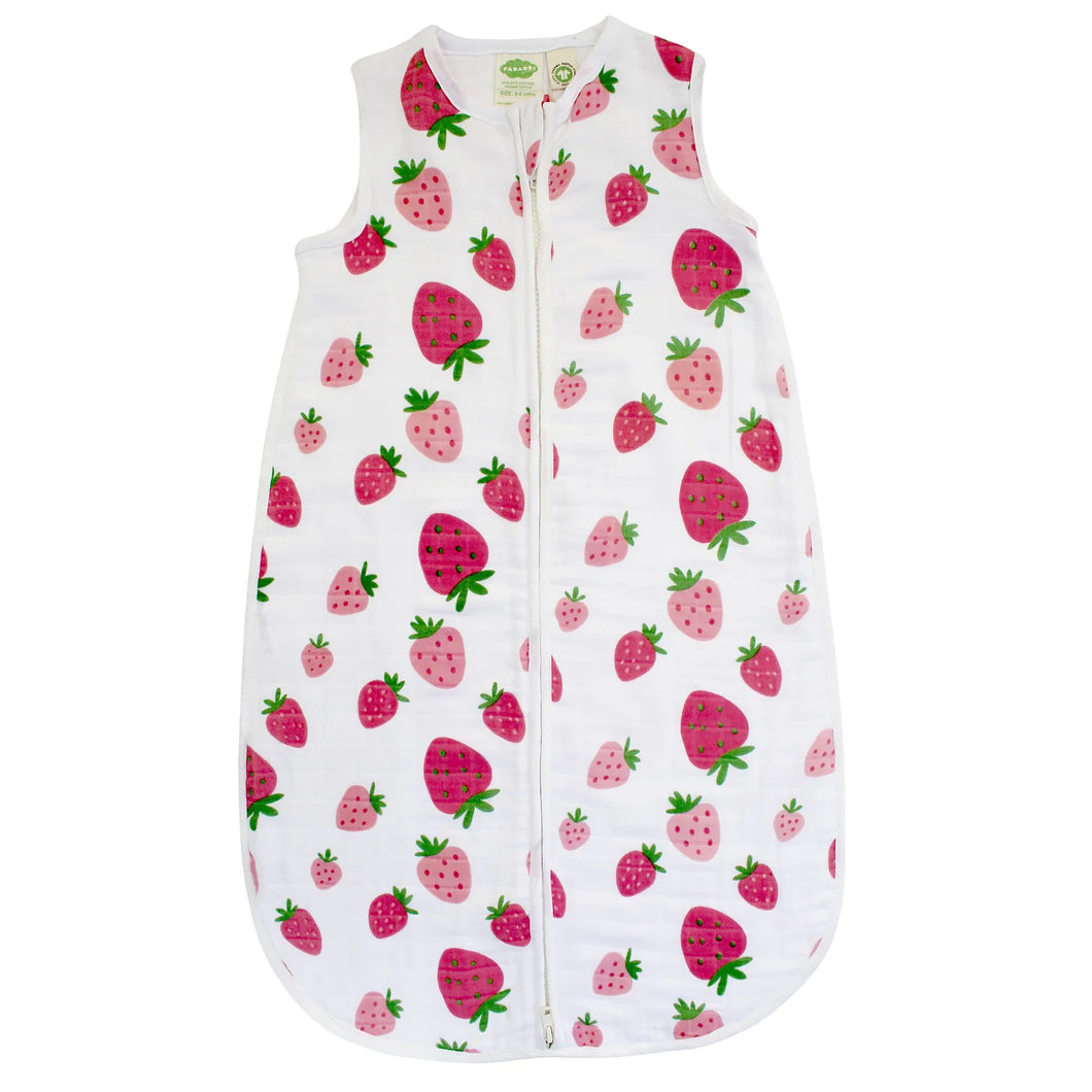 Organic Muslin Signature Print Sleep Sac - Strawberries