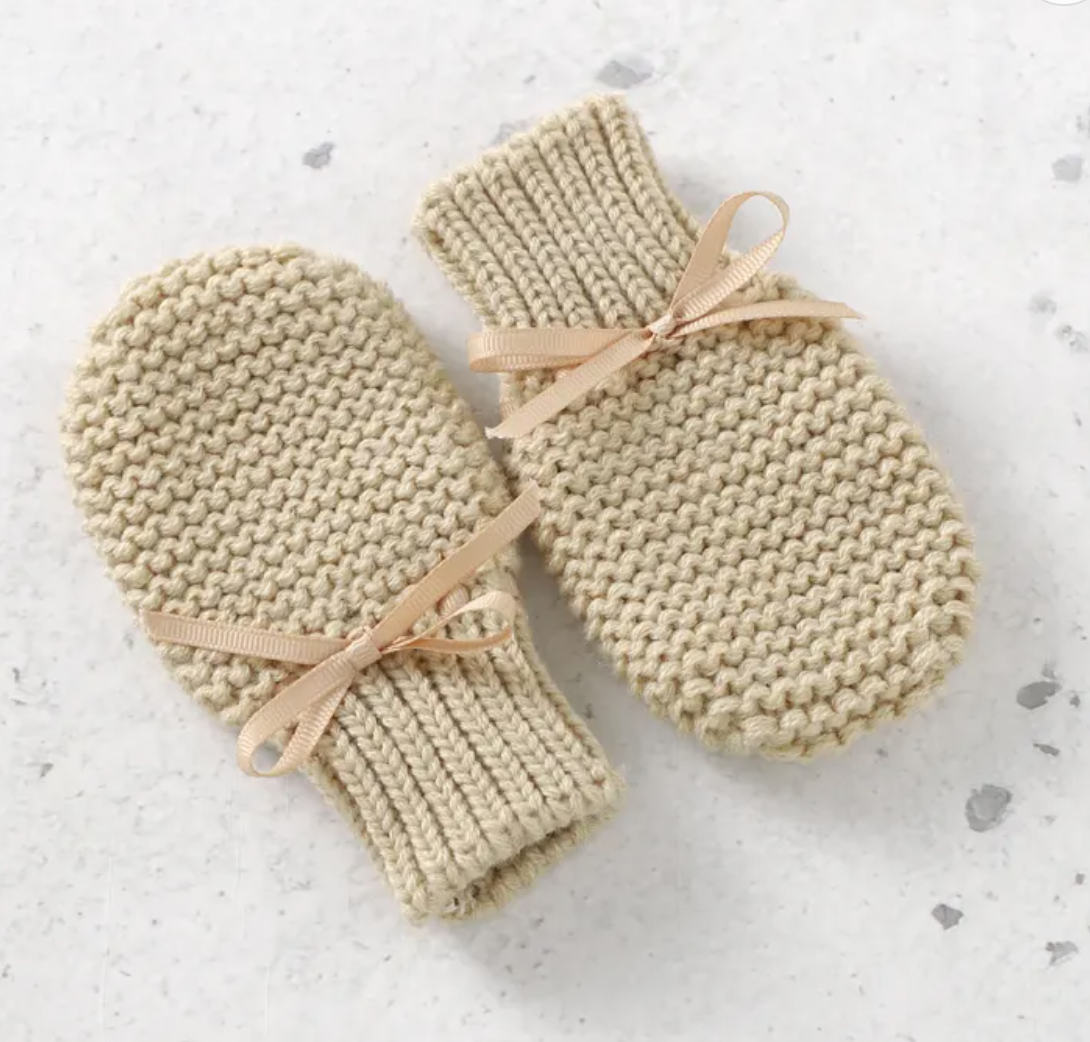 Knitted Baby Boots & Mittens - Beige