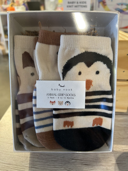 3pc Animal Grip Socks Set (0 to 12 months)