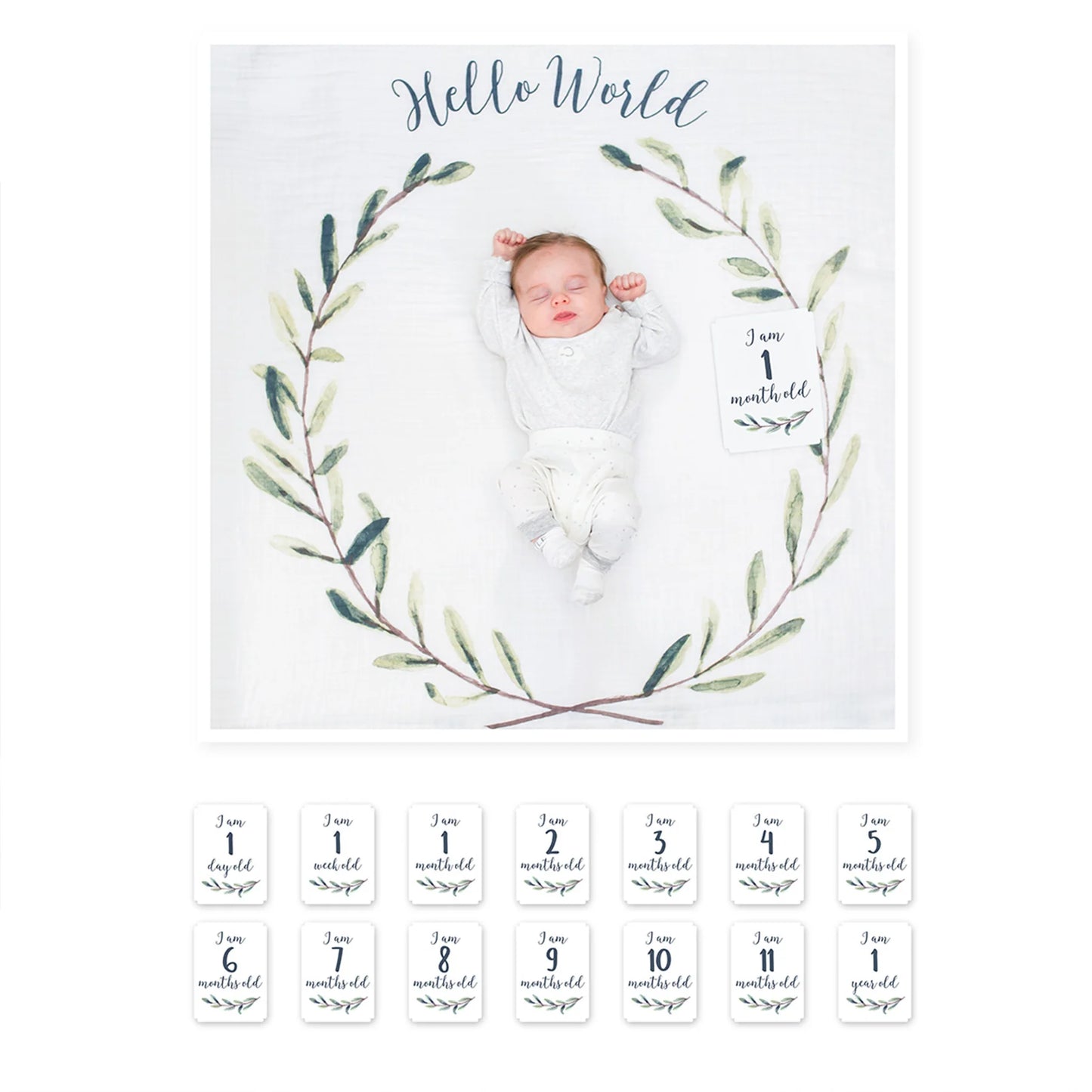 Baby's 1st Year Milestone Blanket Set (Hello World Wrealth)