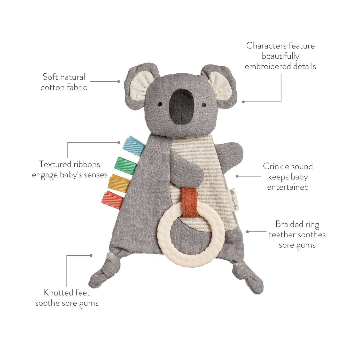 Bitzy Crinkle™ Sensory Toy With Teether: Bunny