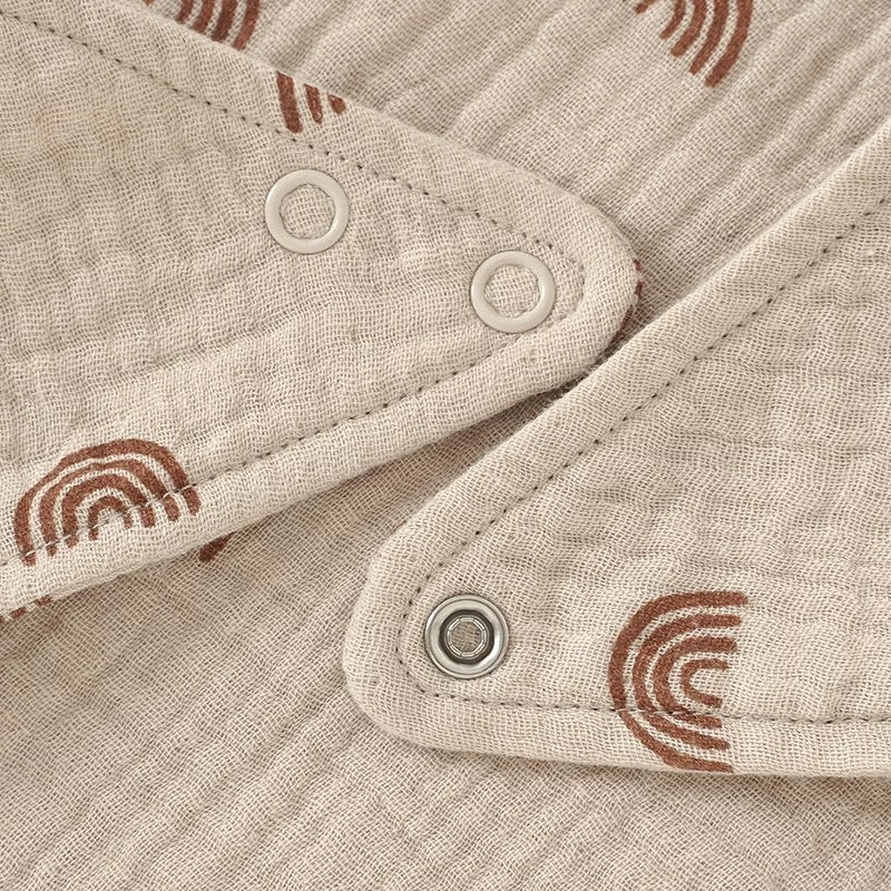 Cotton Muslin Bandana Bib - Beige Rainbows