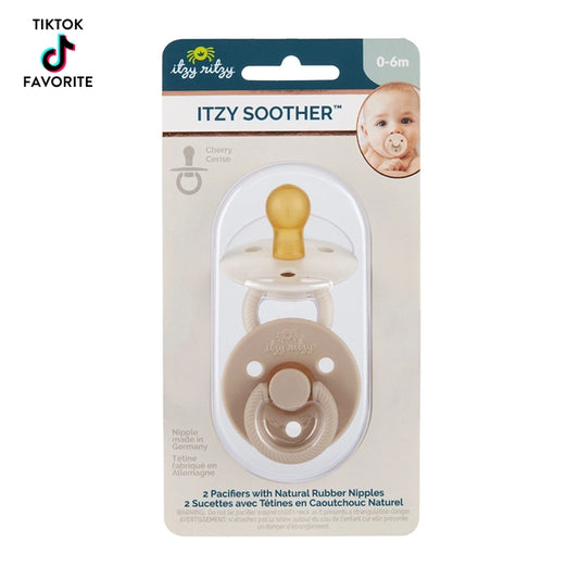 Itzy Soother™ Natural Rubber Paci Sets - Beige (6M+)