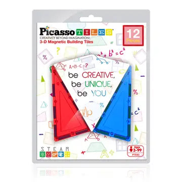 12pc 3D Magnetic Building Tiles - Tall Triangle