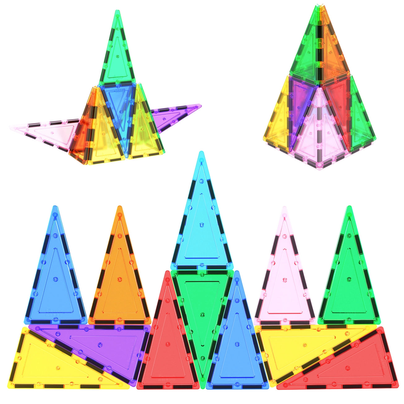 12pc 3D Magnetic Building Tiles - Tall Triangle