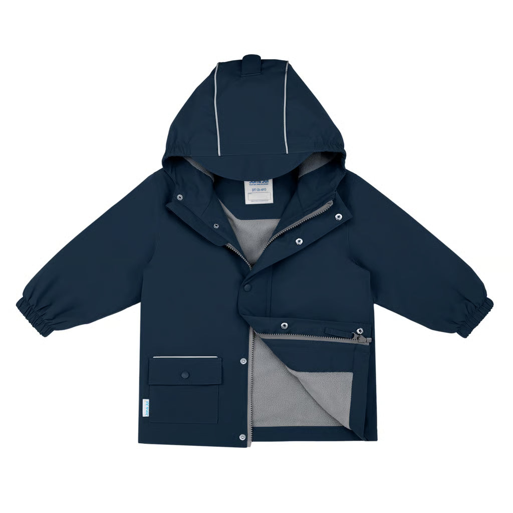Kids Fleece Lined Rain Jackets | Dark Navy