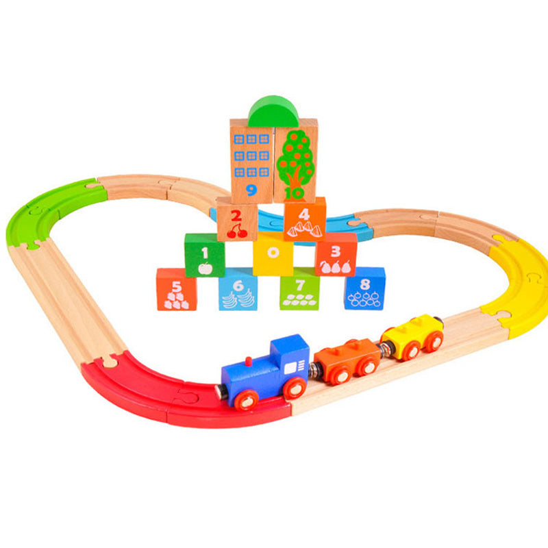 AC7518 29-Piece Block Train with Colourful Tracks