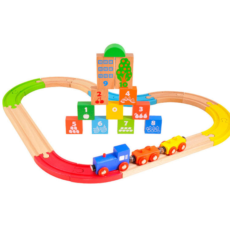 AC7518 29-Piece Block Train with Colourful Tracks