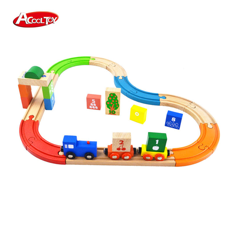 AC7518 29-Piece Block Train with Colourful Tracks