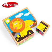 Load image into Gallery viewer, AC6670 9 Piece wooden animal cube puzzle
