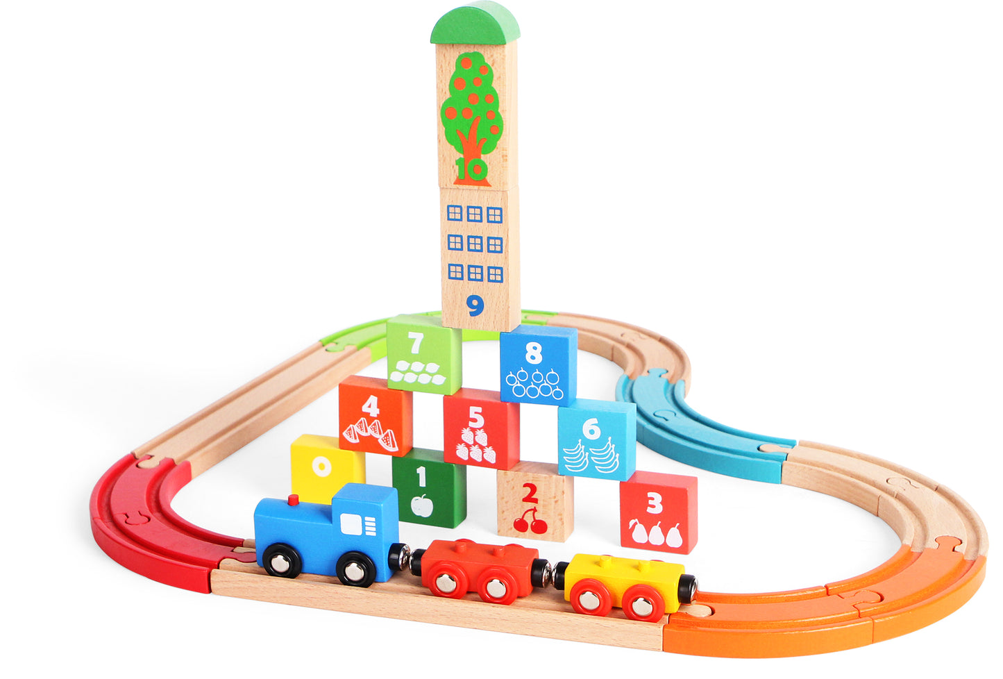 AC7518 29-Piece Block Train with Colourful Tracks