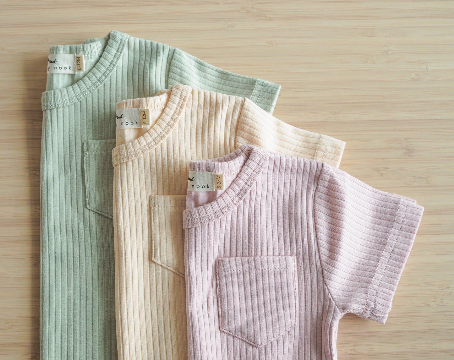 Ribbed short-sleeve & shorts set - Blush