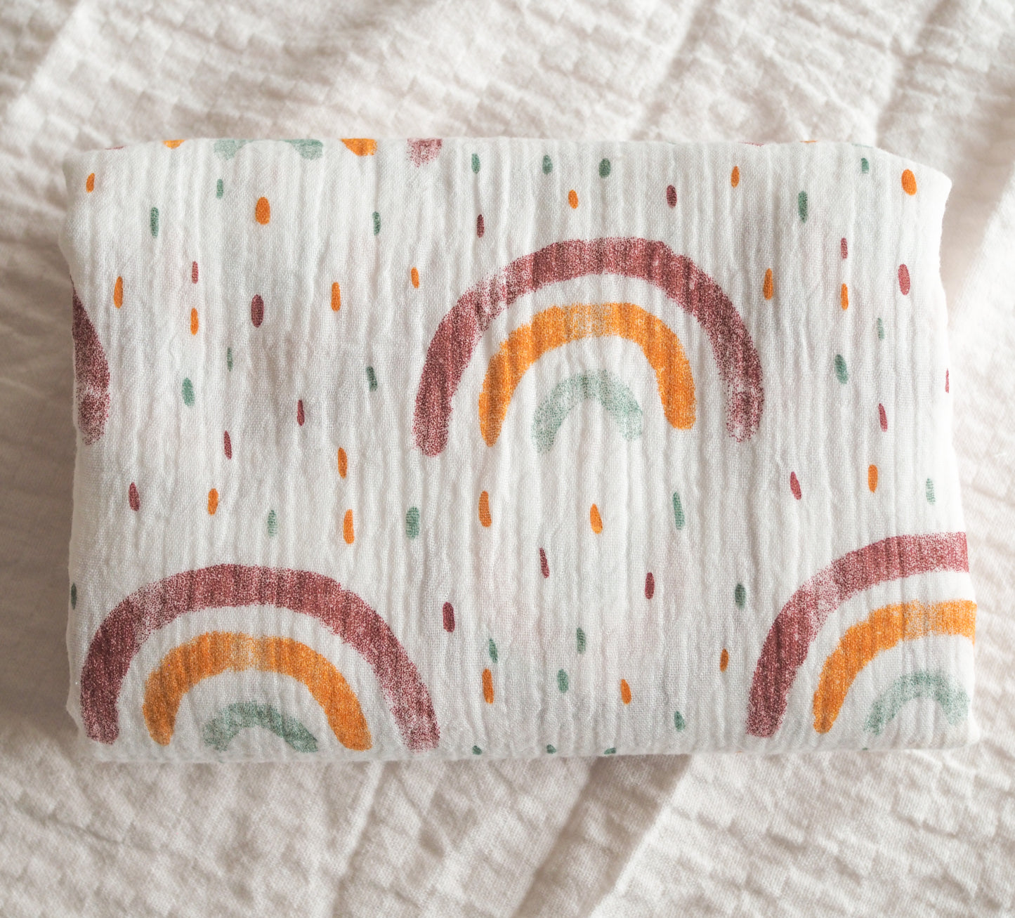 Large Organic Cotton Muslin Swaddle Blanket - Rainbow
