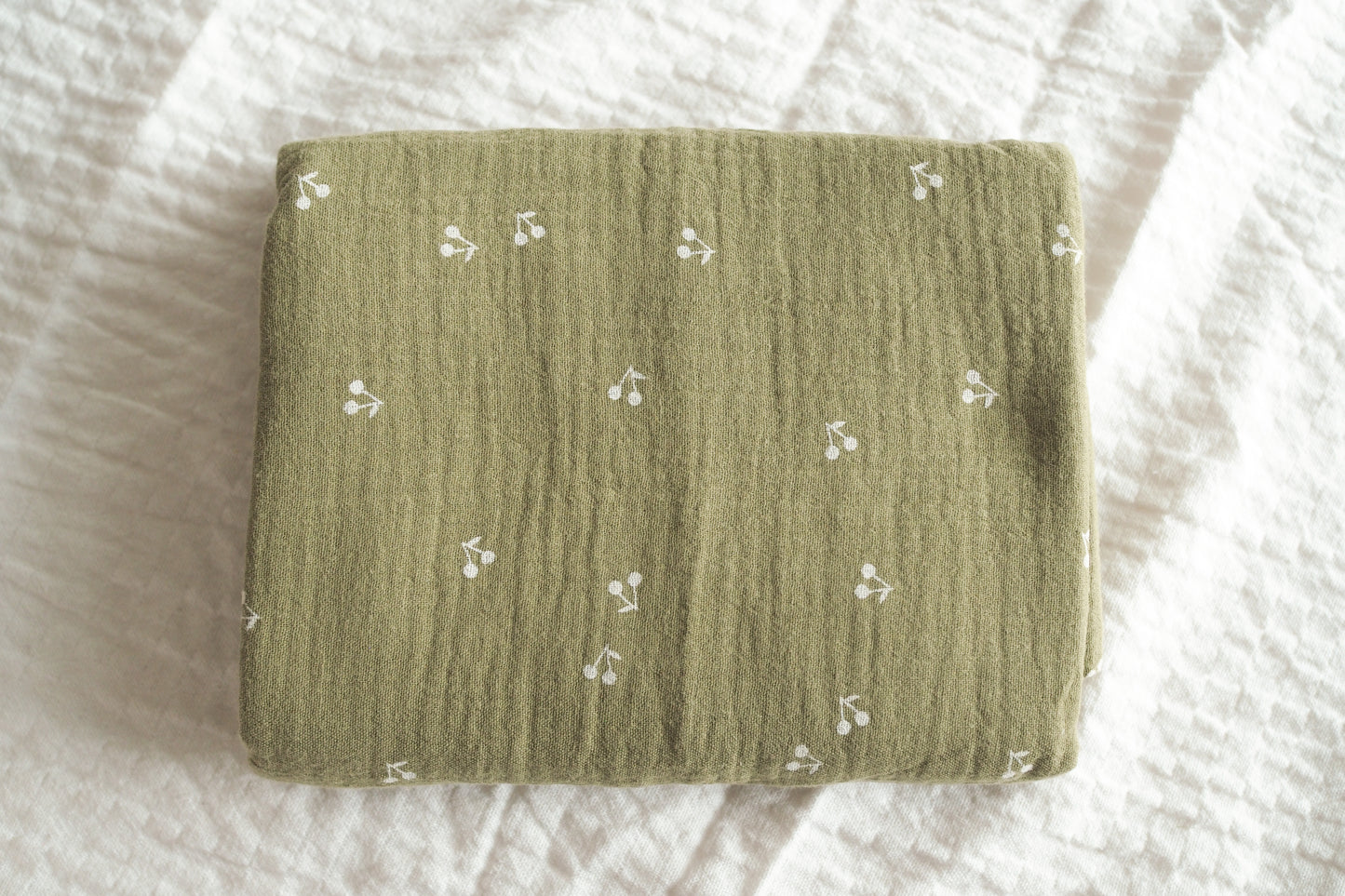 Large Organic Cotton Muslin Swaddle Blanket- Olive Green