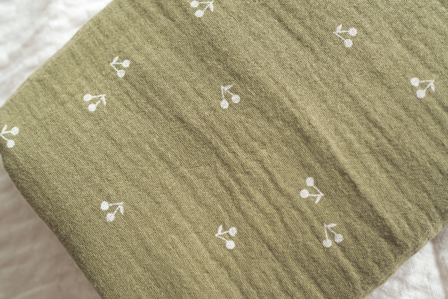 Large Organic Cotton Muslin Swaddle Blanket- Olive Green