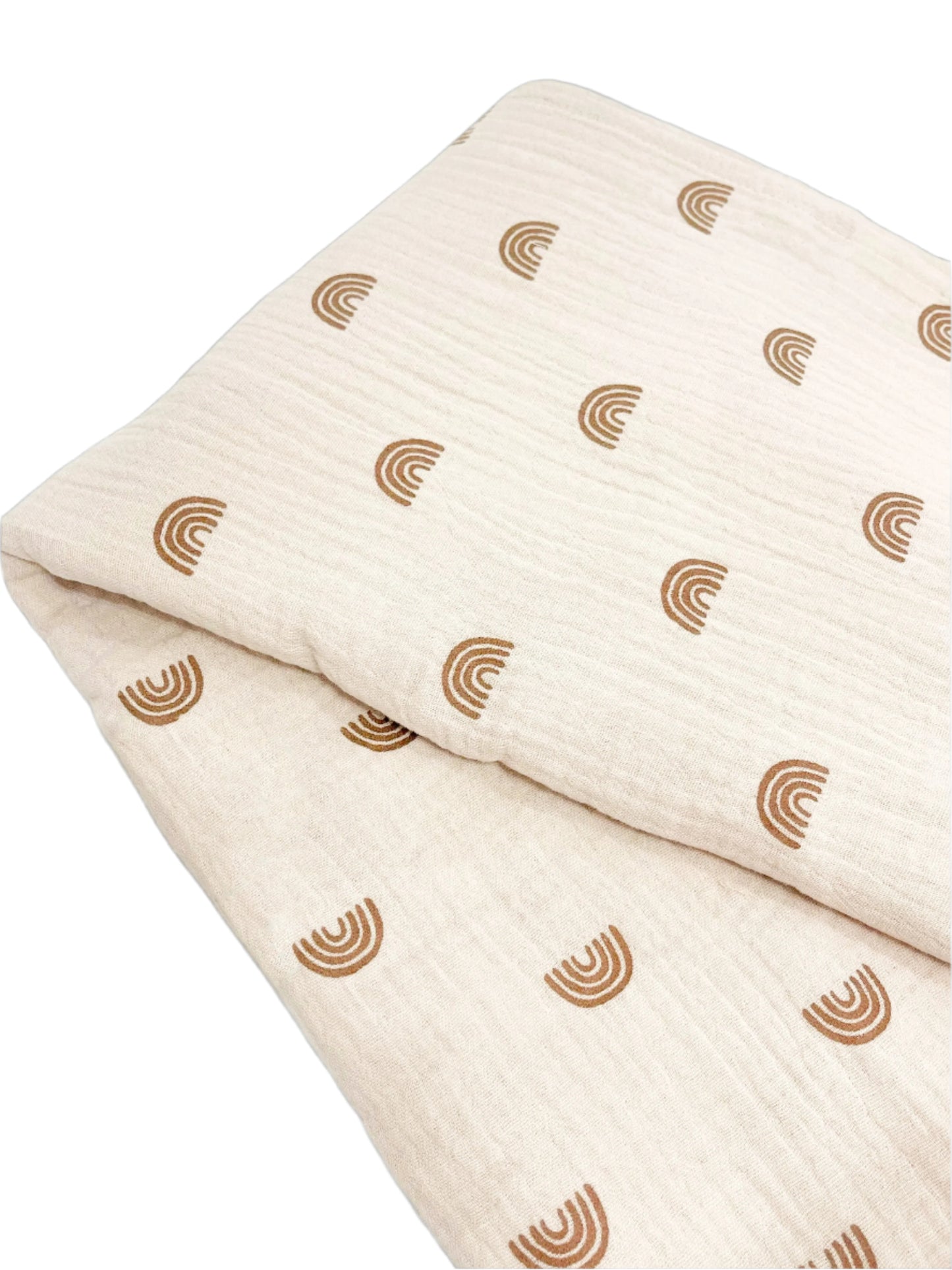 Large Organic Cotton Muslin Swaddle Blanket - Beige Rainbow