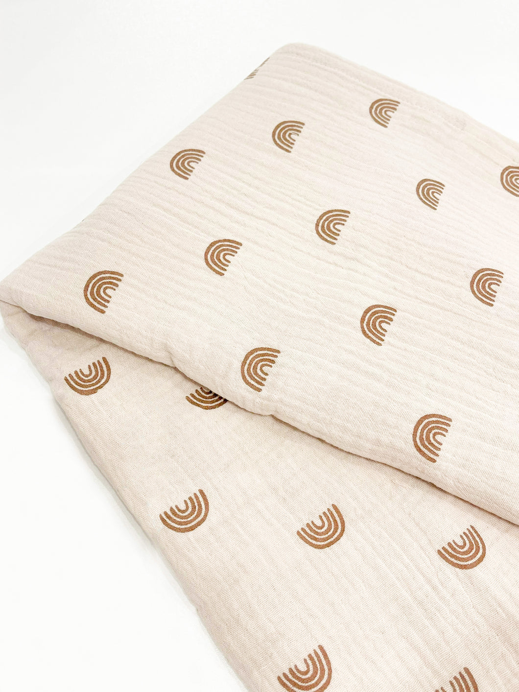 Large Organic Cotton Swaddle Blanket - Beige Rainbow