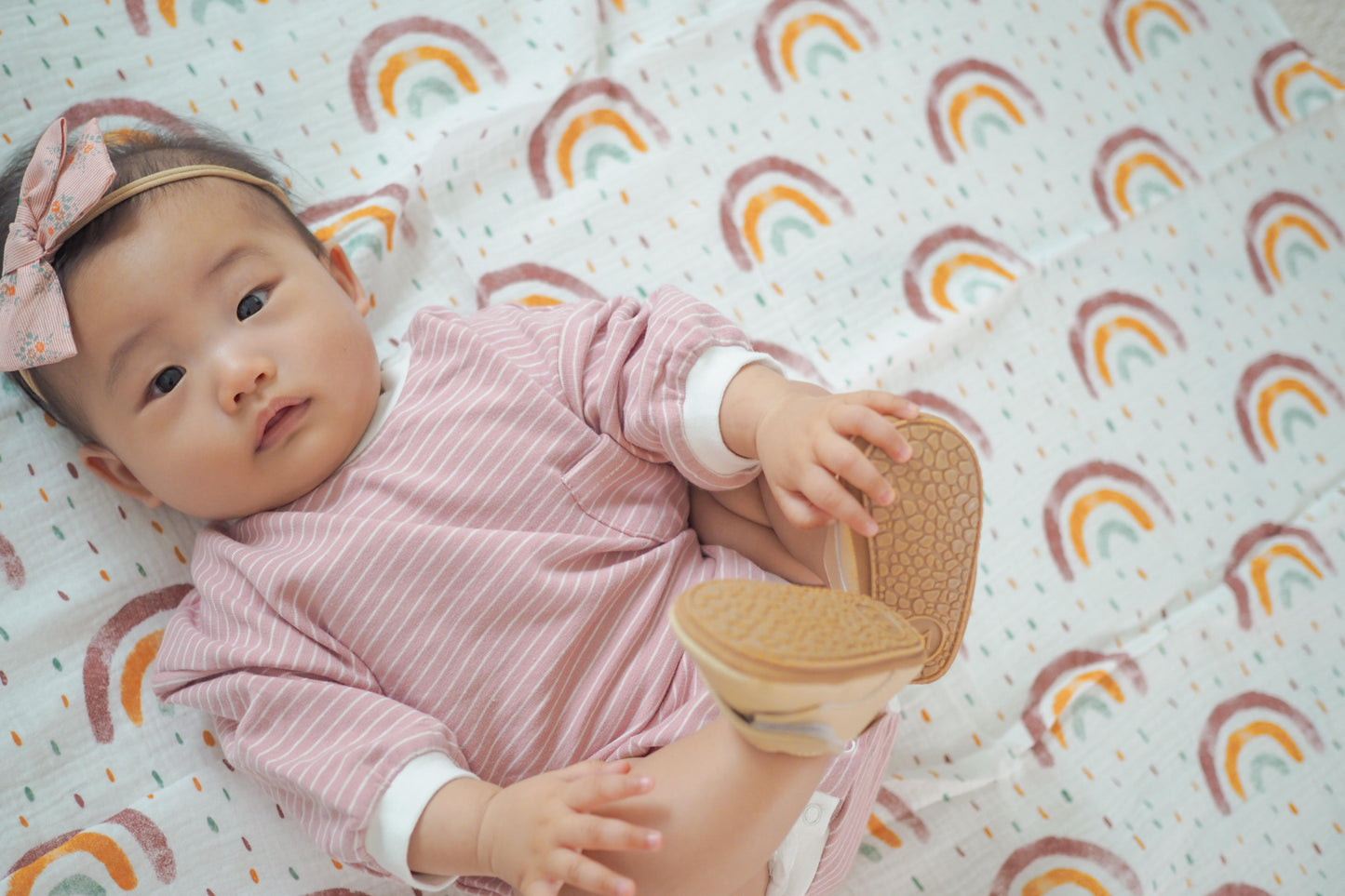 Organic Cotton Striped Onesie - Pink