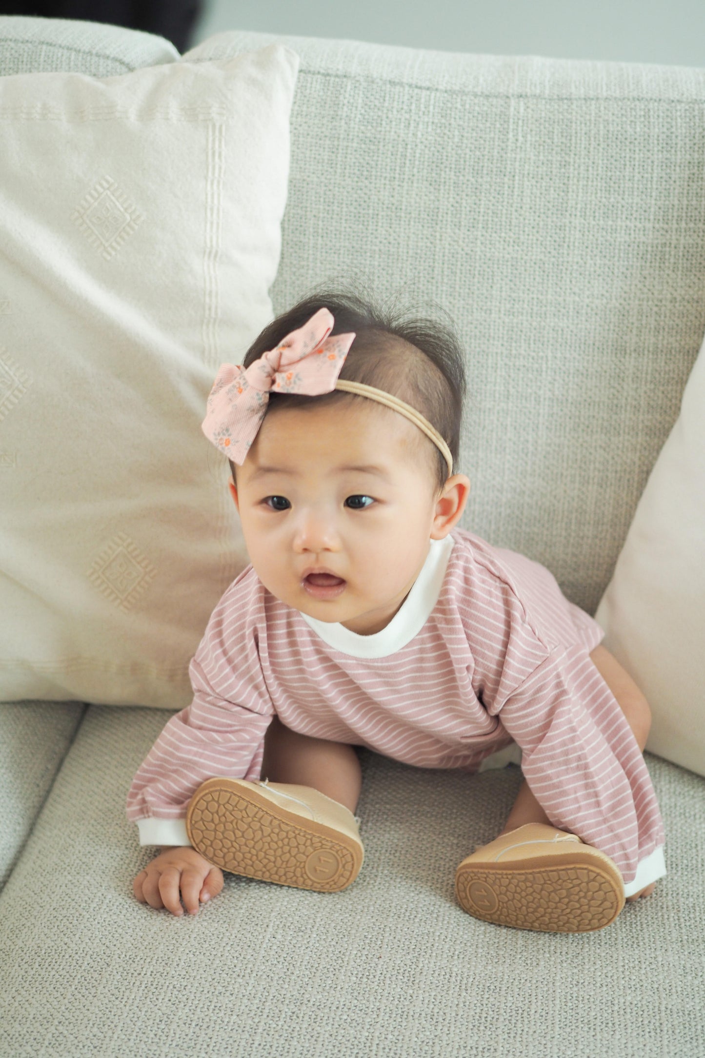 Organic Cotton Striped Onesie - Pink